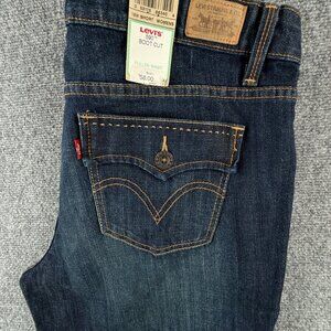 NWT Levis 590 Women Western Blue Denim Jeans Bootcut 16W Short Red Tab Adult